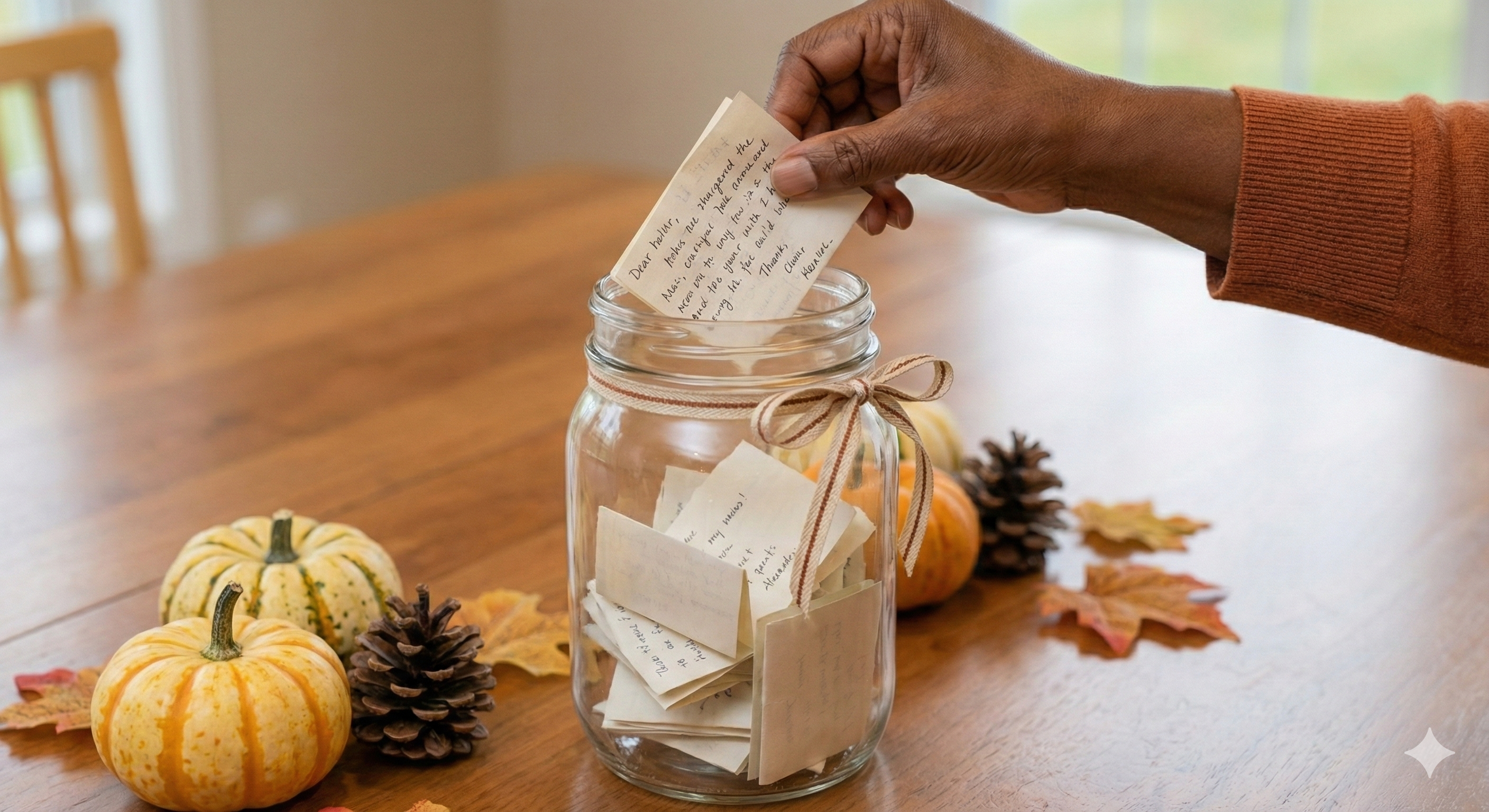 Gratitude jar activity for Thanksgiving